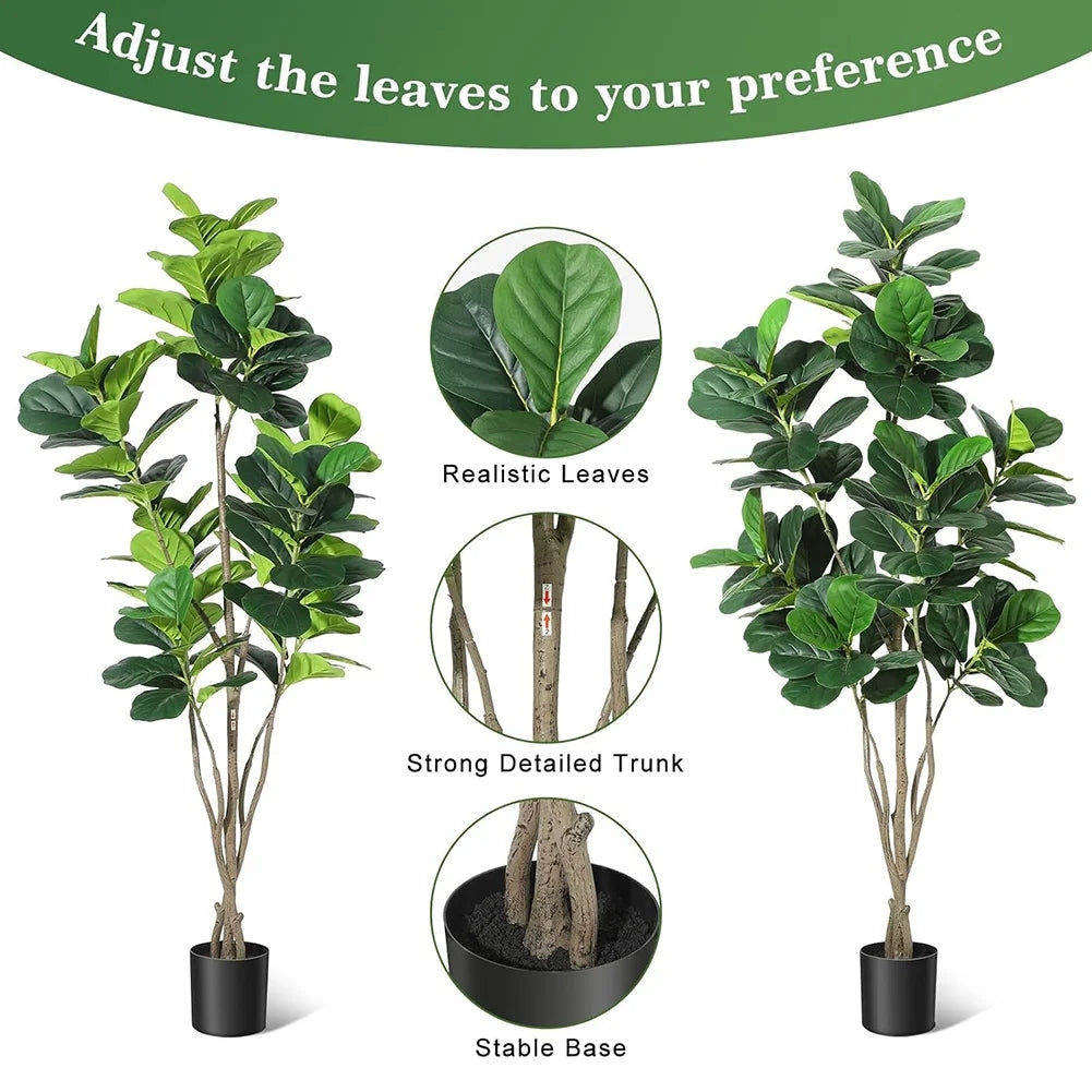 Artificial Tree Faux Fiddle Leaf Fig Tree 4/5/6ft Tall Ficus Tree Artificial