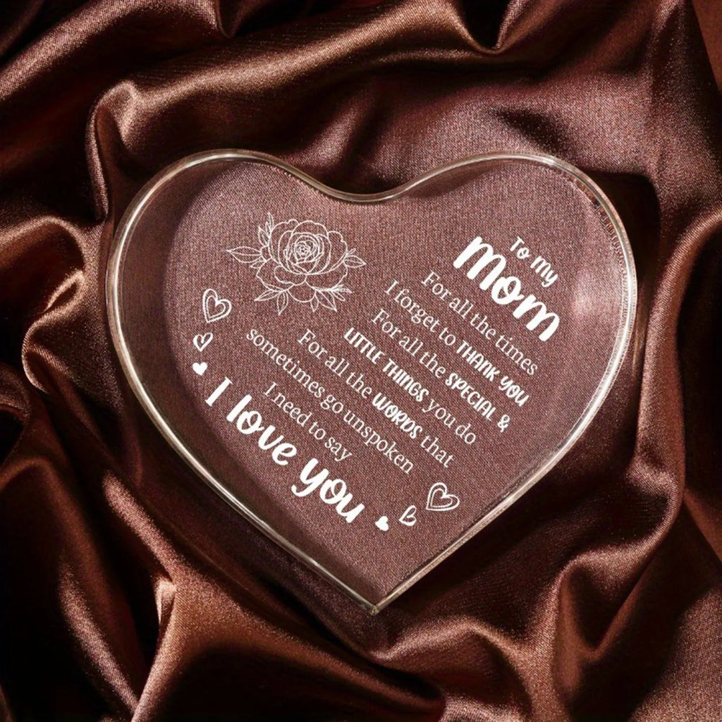 1PCS Mother's Day Gift Sign Heart Shaped Plaque Personalized Gift For Mother Desktop Souvenir Decoration I Lover You Mom
