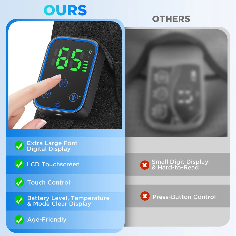 Wireless Shoulder Massager Pad Wrap Heating 7 Temp Levels 3 Vibration Modes
