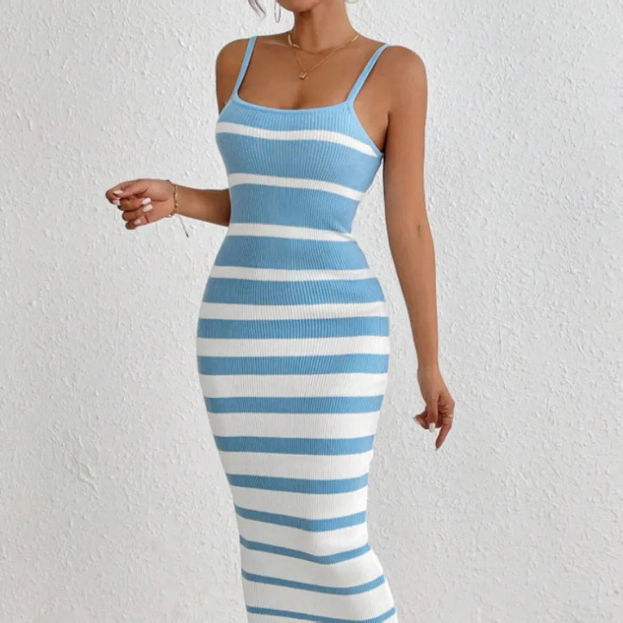 Striped Halls Bag Hip Dress Long Dress