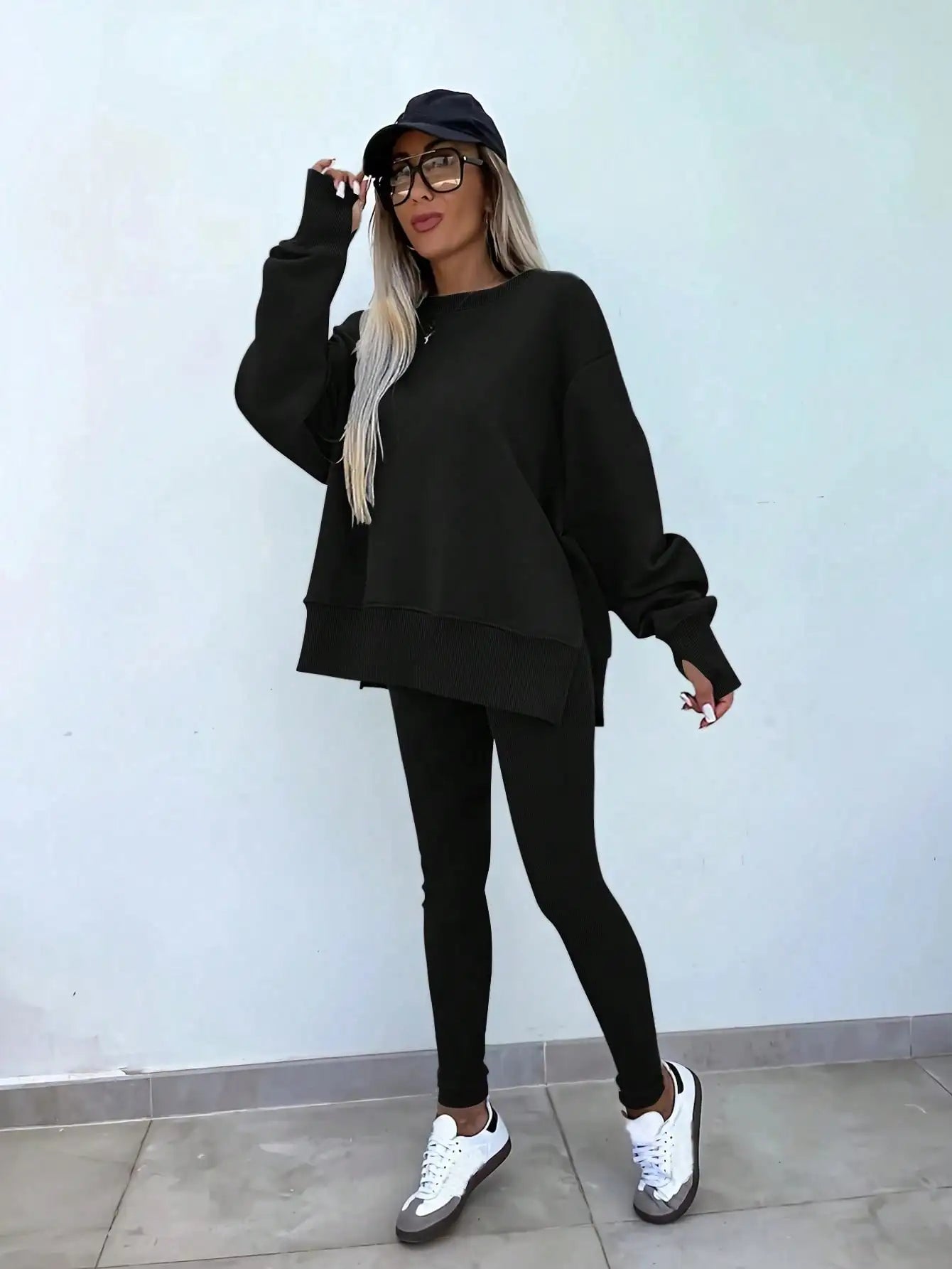 Women 2 Piece Set Casual Loose Sweatshirt And Skinny Pants Fall Outfit