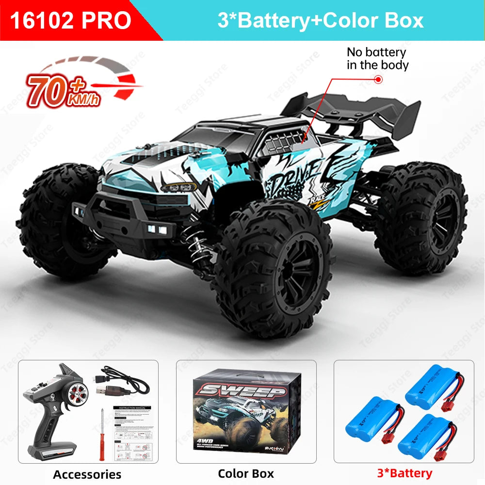 PRO 1:16 High Speed RC Car With LED Light Drift 70KM/H 4WD RC Off-Road Car Monster Truck