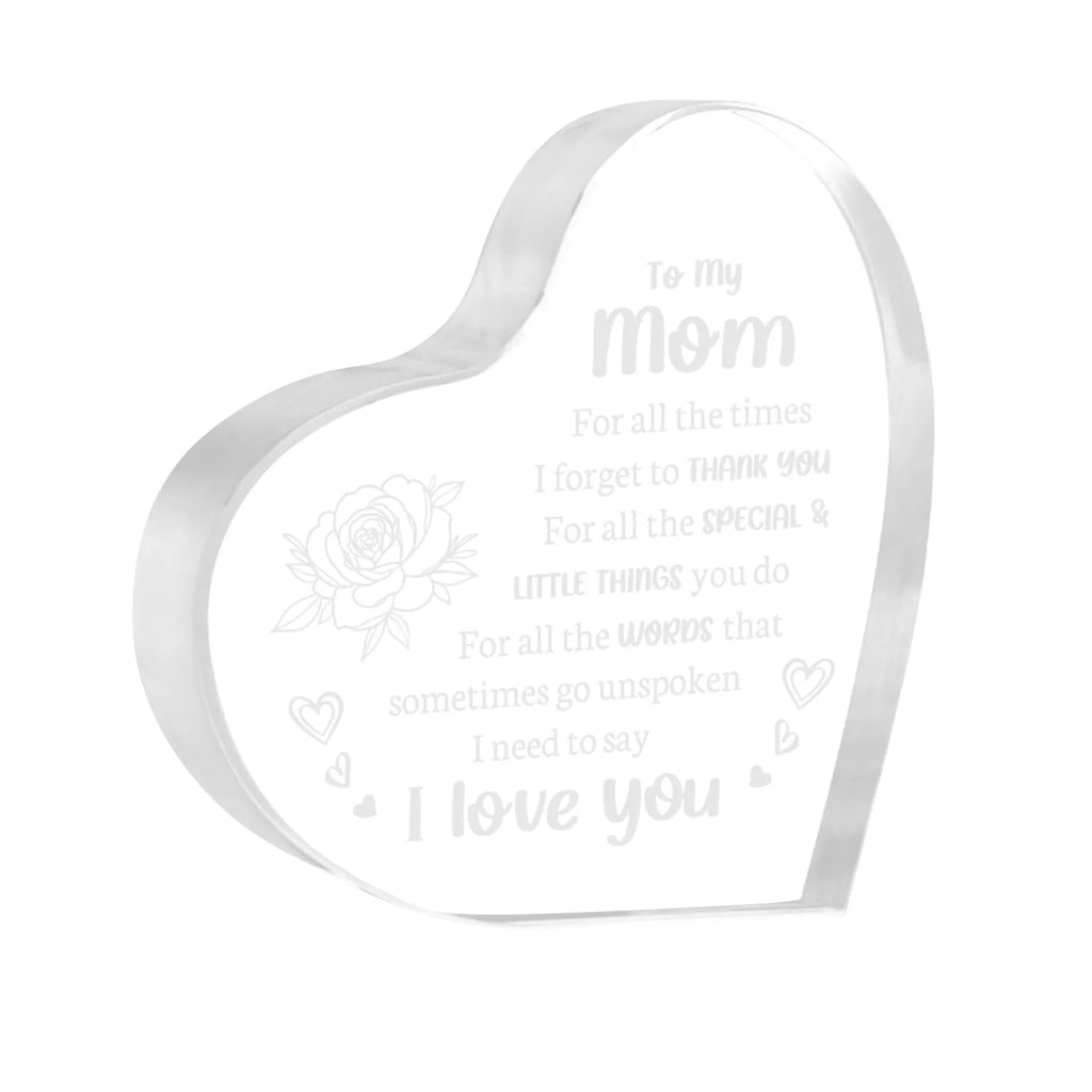 1PCS Mother's Day Gift Sign Heart Shaped Plaque Personalized Gift For Mother Desktop Souvenir Decoration I Lover You Mom