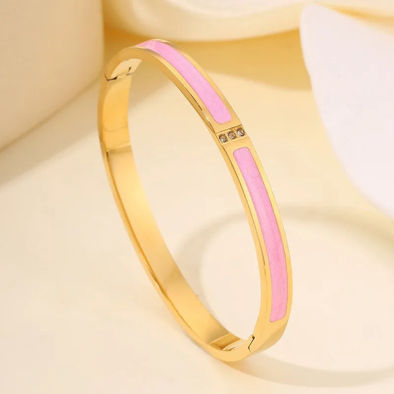 ZAKOL 5/1pcs Sparkling Zirconia Inlaid Stainless Steel Bracelet Set for Women Stackable Bangles Fashion Non Fading