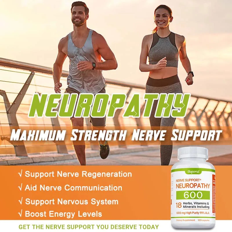 Neuropathy Support Supplement 600mg - Supports The Nervous System, Relieves Stress, Promotes Brain Function