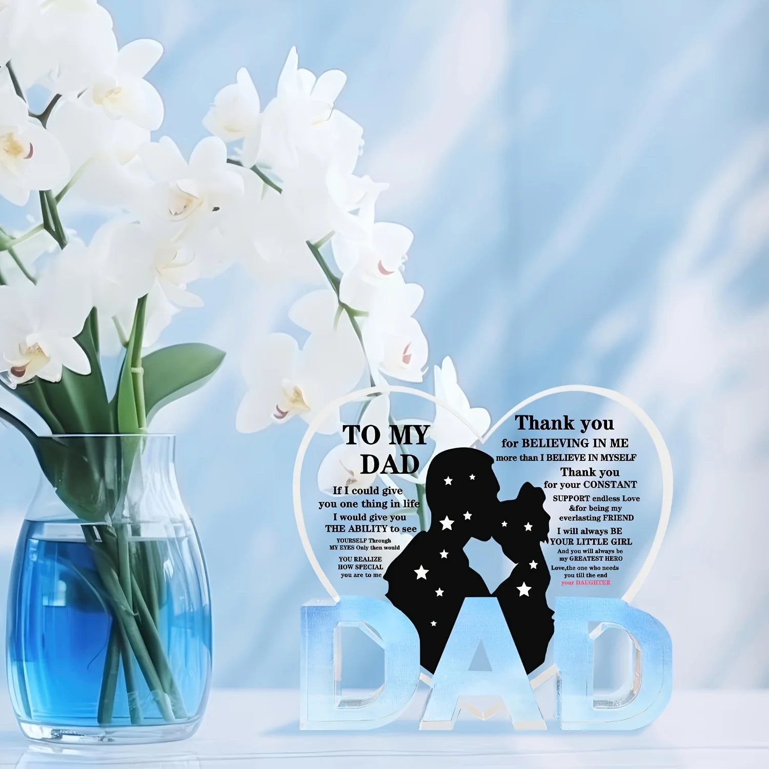 Dad Gifts from Daughter, Thank You Dad Gifts Acrylic Heart Plaque Gifts