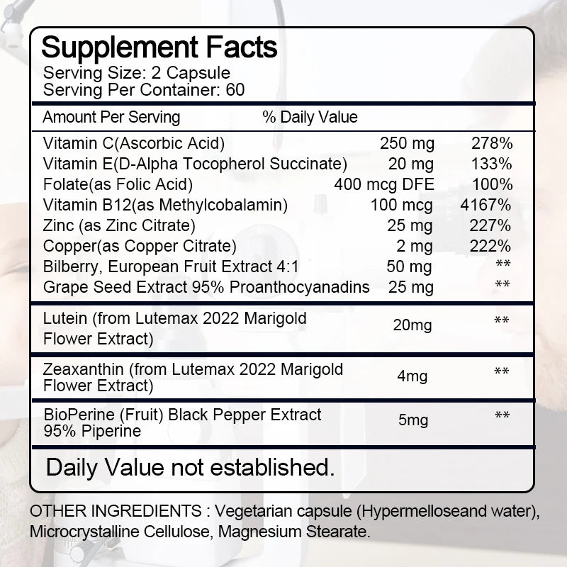 Lutein Bilberry Capsules  Dry Eyes and Vision Health Eye