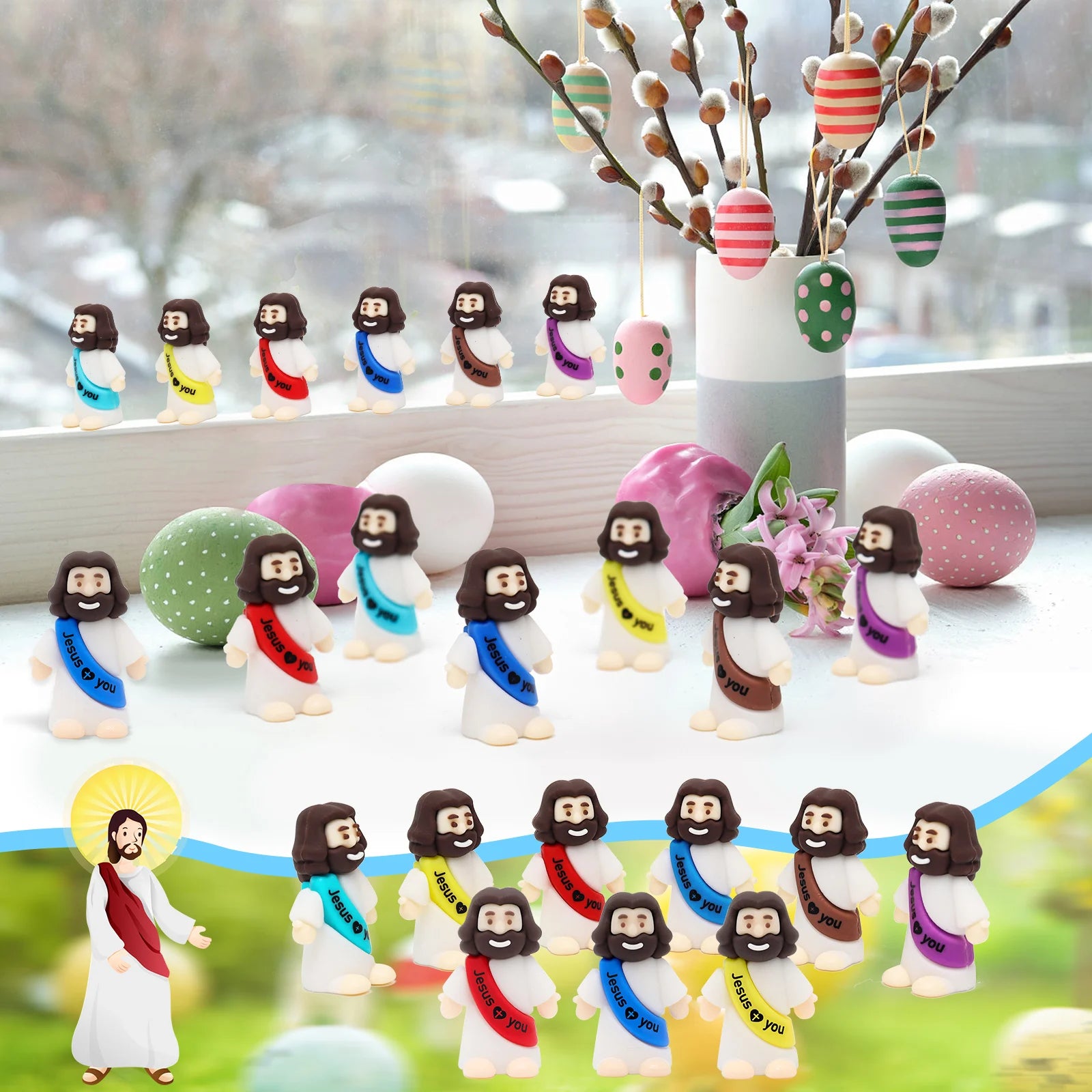 100pcs Small Jesus Decorations Jesus Statues Desktop Decorations