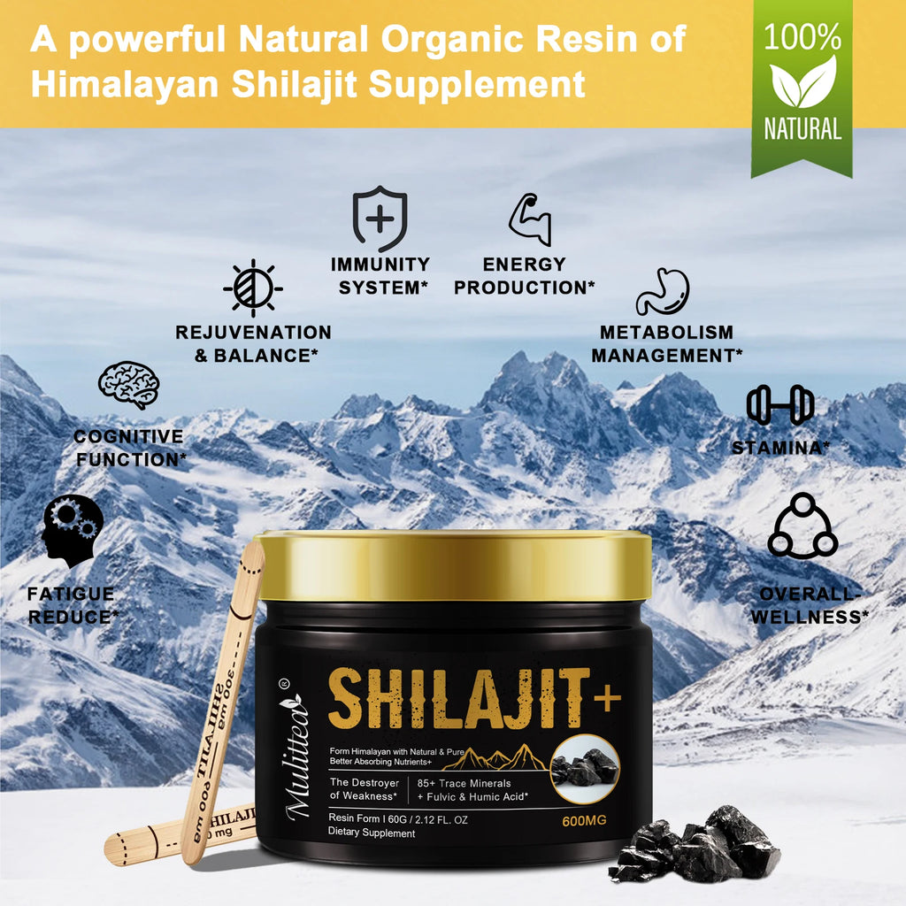 Pure shilajits with 85+ Trace Minerals & Fulvic Acid Support Immune and Metabolic Health Brain Focus