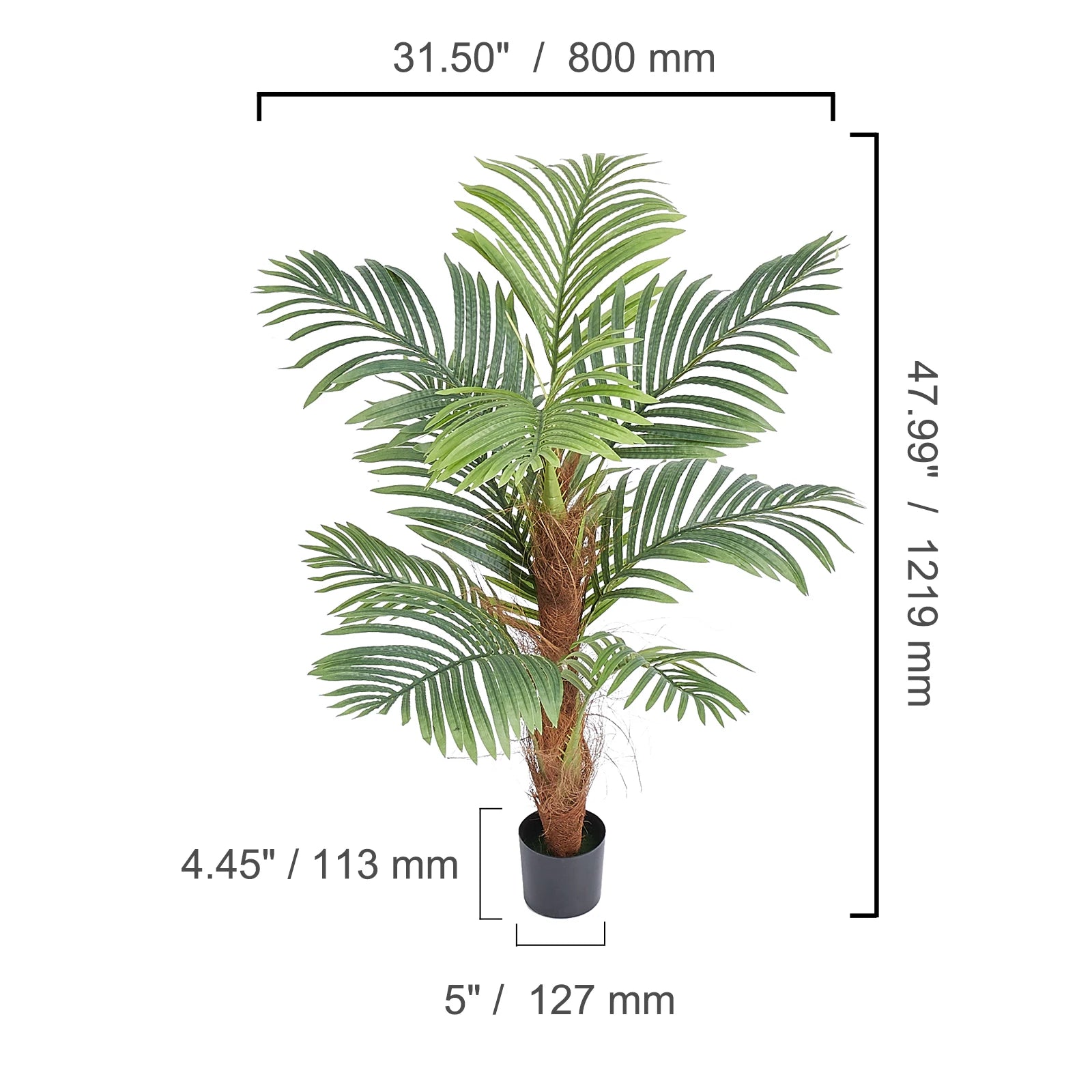 Palm Tree 4/5/6 FT Faux Plant Secure PE Material & Anti-Tip Tilt Protection