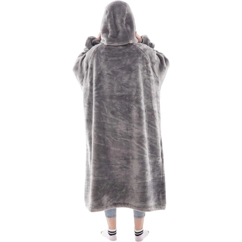 Super Soft Blanket Hoodie with Sleeves – Oversized Sherpa Wearable Sweatshirt  Warm Loungewear with Giant Pocket