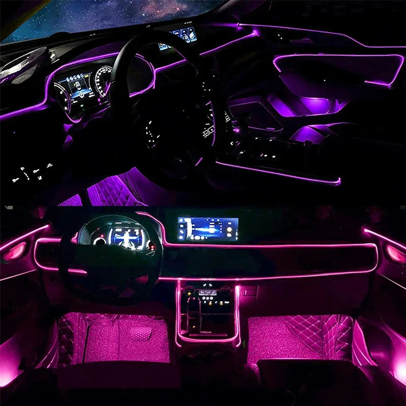 Flexible EL Wire Lights With App Control Ambient Atmosphere Strip Light Decorative Lamps 12V Car Interior Neon