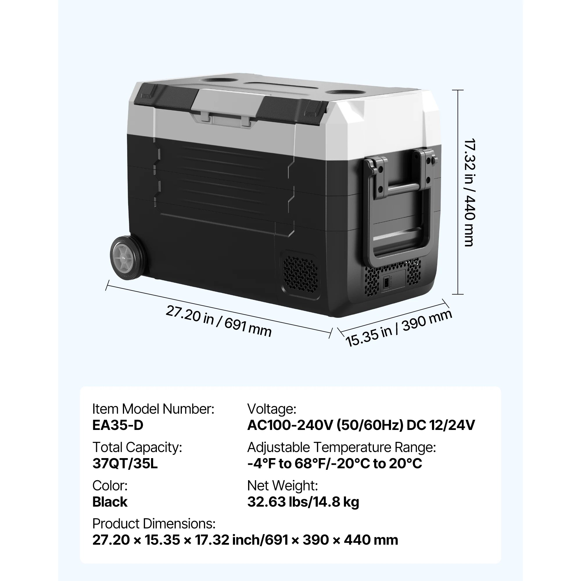 35L/45L/55L Portable Foldable Handle Car Refrigerator with Wheel Compressor Freezer