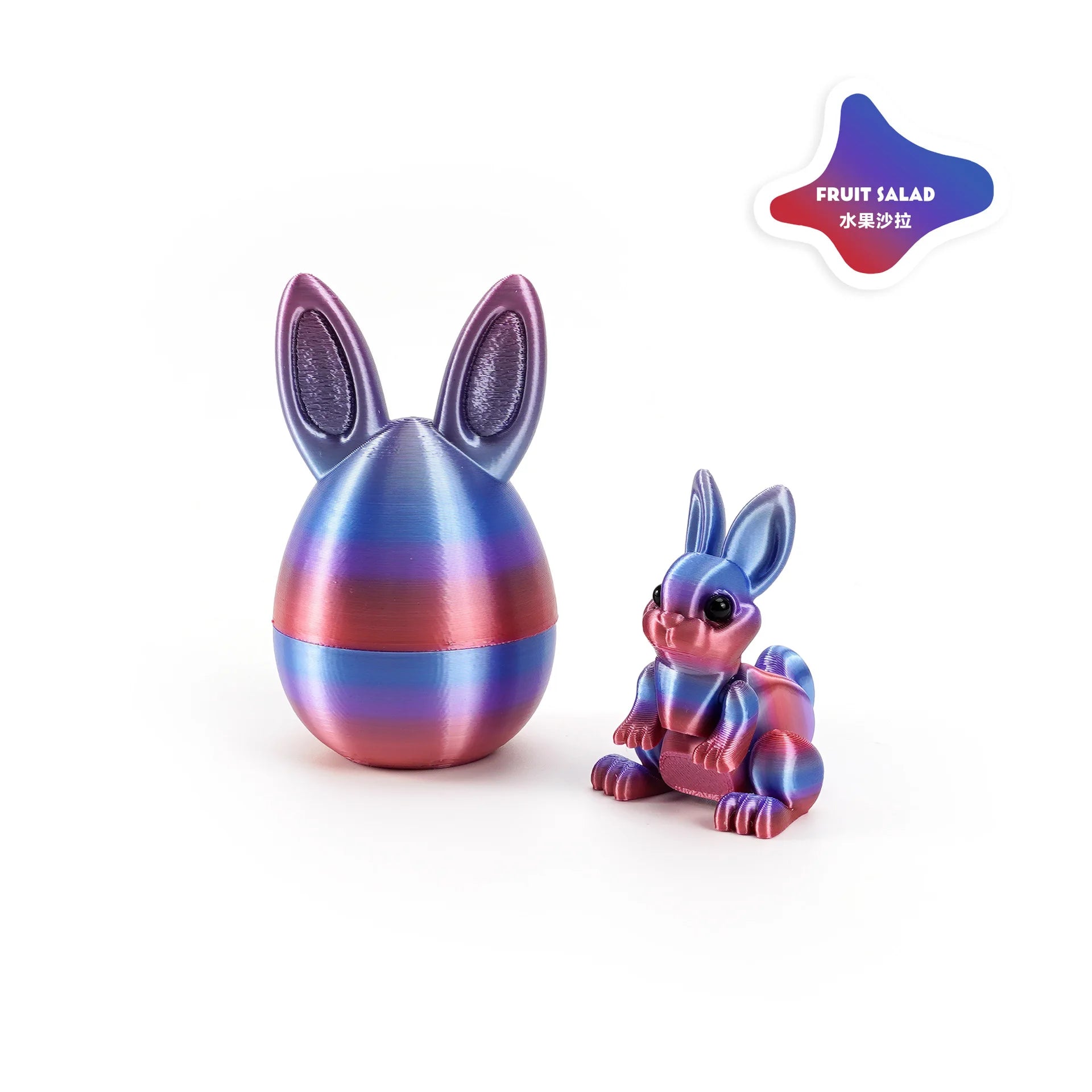 3D Printed Rabbit Eggs Ornament Animal Model Easter Rabbit Home Desktop Ornament Happy Easter Gift for Kids