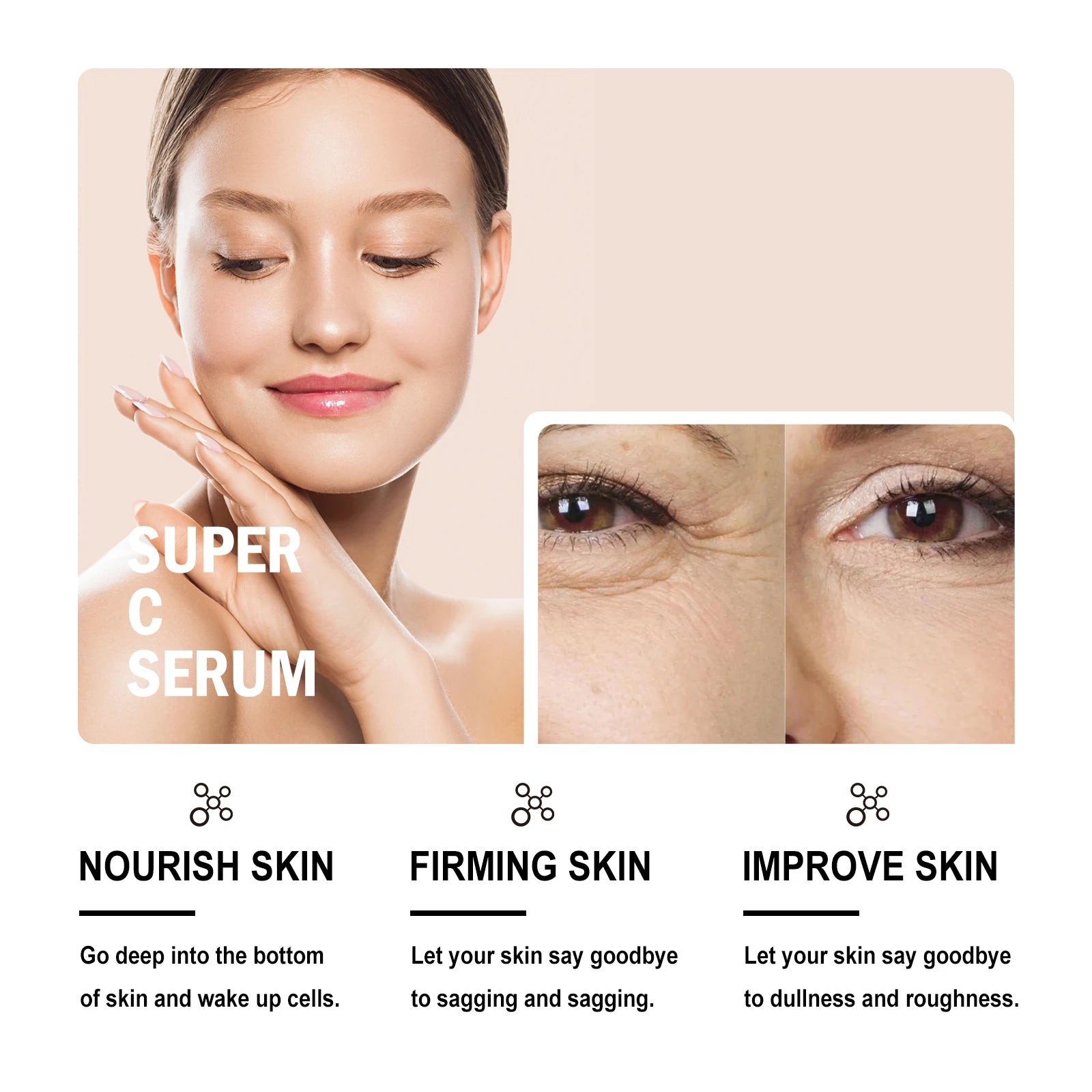 Vitamin C Serum For Face Dark Spot Removal Niacinamide Moisturizing Brightning Shrink Pores Essence Beauty Firming