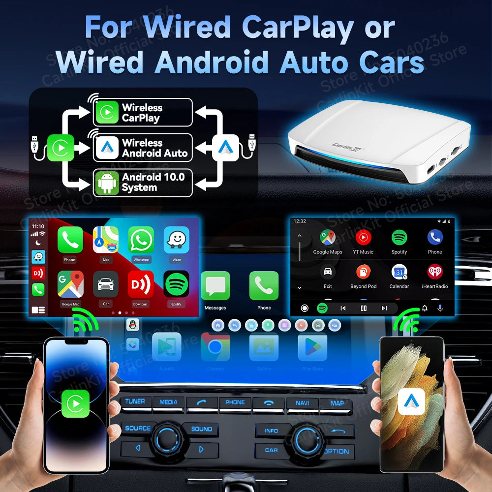 128G CarlinKit PRO 3 UHD Wireless CarPlay Android Auto AI Box New HDMI Video Output CarPlay TV Box