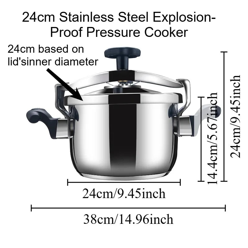 Universal 7L Explosion-Safe Pressure Cooker - For Use on Gas, Induction, and Electric Stoves