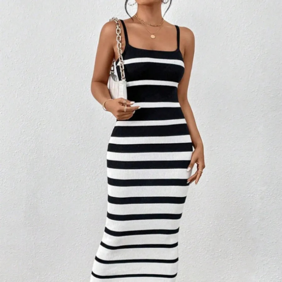 Striped Halls Bag Hip Dress Long Dress