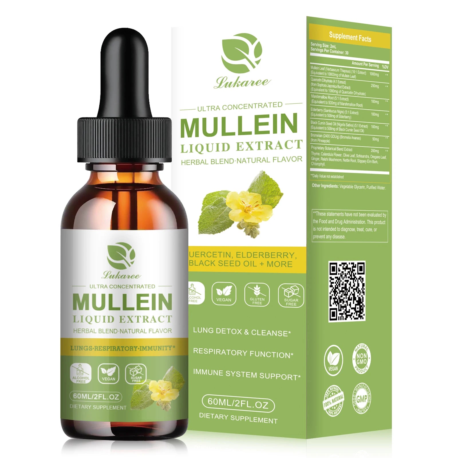 Mullein Drops Suitable For Lung, Lung Detoxification And Cleansing, Vegetarian