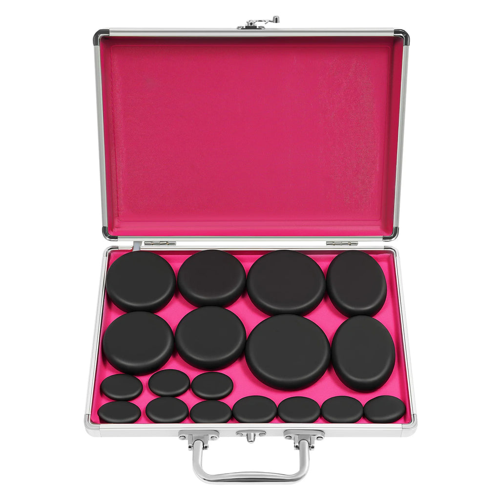 Professional Hot Stone Massage Kit with Heater, 20pcs Natural Volcanic Basalt Stones