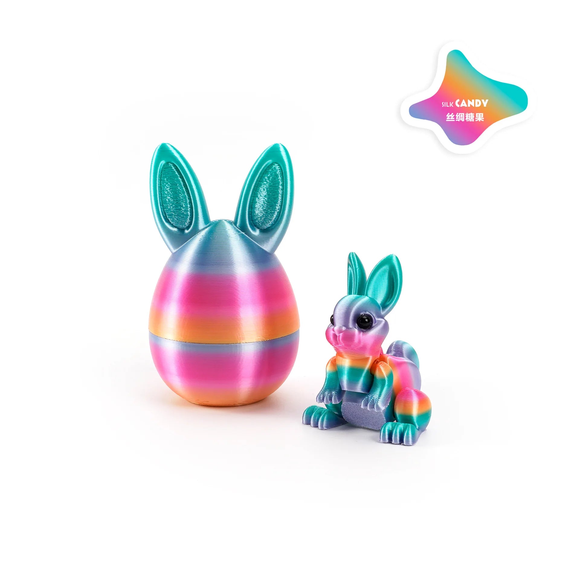 3D Printed Rabbit Eggs Ornament Animal Model Easter Rabbit Home Desktop Ornament Happy Easter Gift for Kids