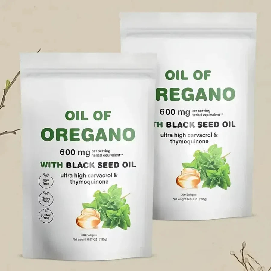 Oil Of Oregano with Black Seed Oil - Natural Antioxidants for Fitness Nutritional Support - Highly Effective