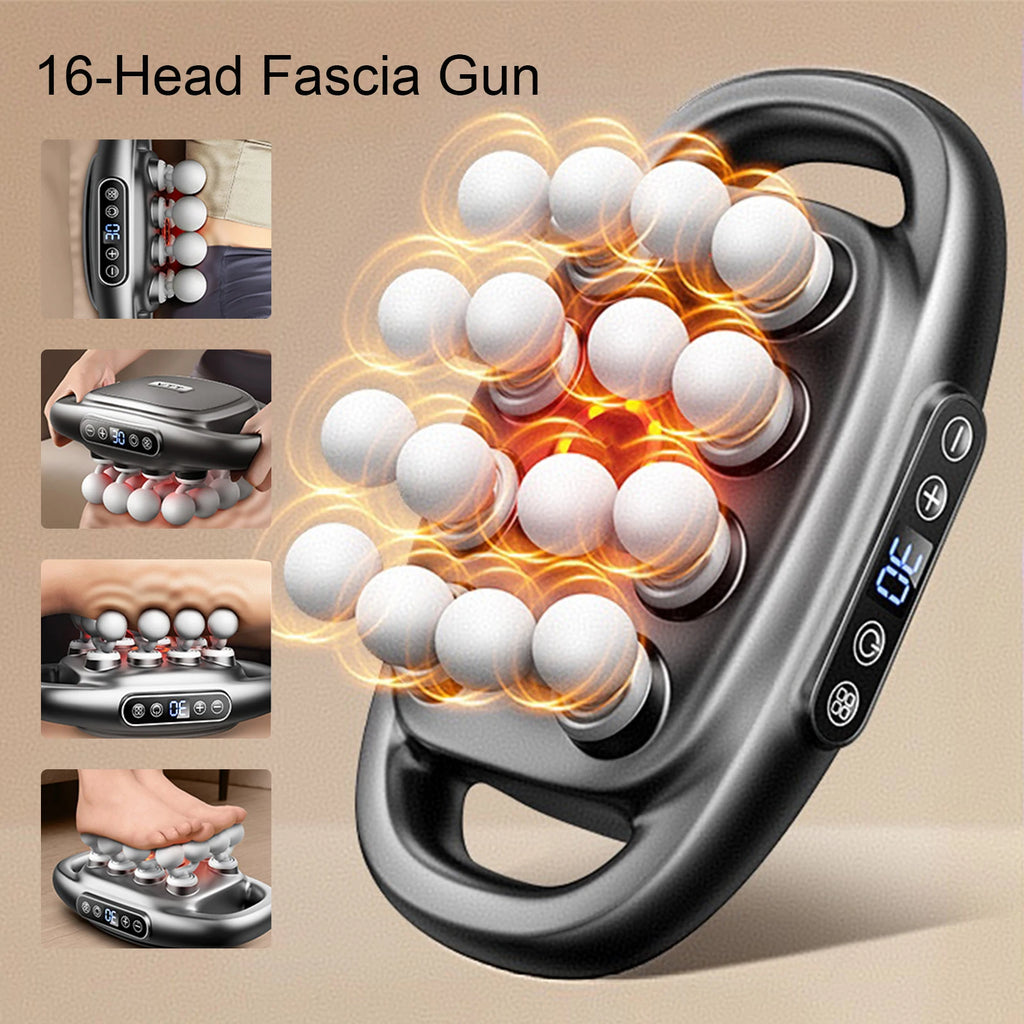 16-Head Fascia Gun High-Frequency Vibration Body Massage Gun Back