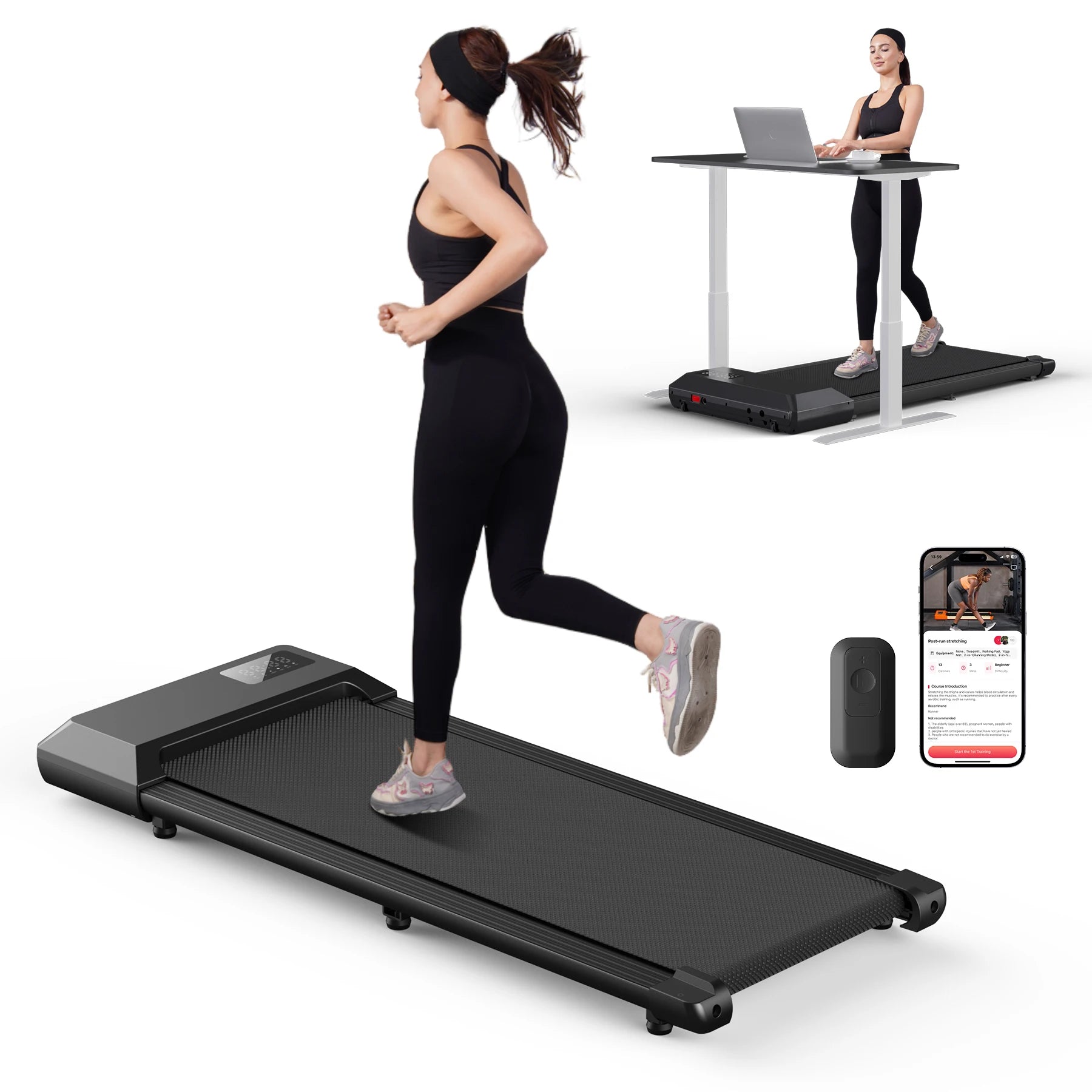 300lbs Treadmill for Home 2.5HP Treadmills Walking Pad LCD Digital Data Display