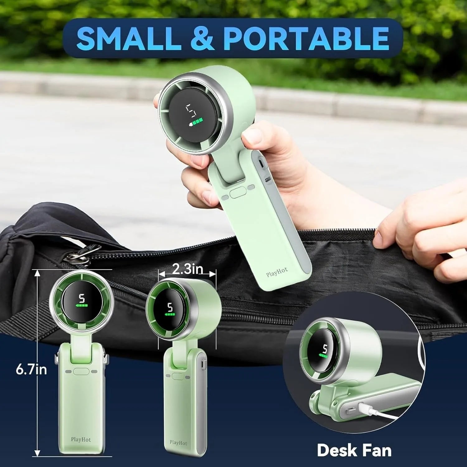 4000mAh Portable Handheld Turbo Fan 180° Angle Adjustable Strong Powerful Wind Rechargeable
