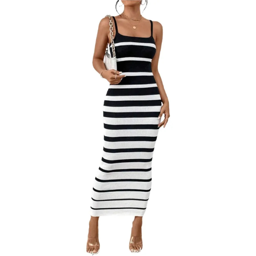 Striped Halls Bag Hip Dress Long Dress