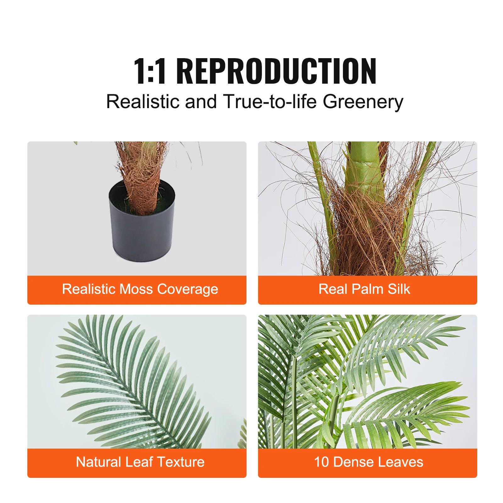 Palm Tree 4/5/6 FT Faux Plant Secure PE Material & Anti-Tip Tilt Protection