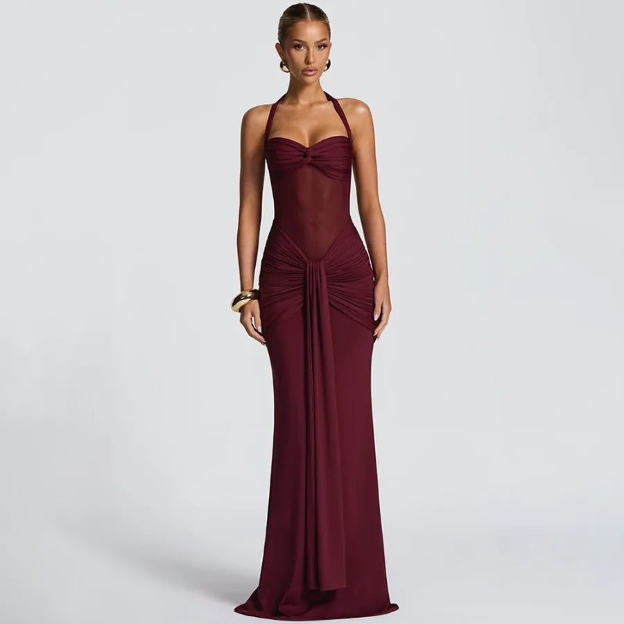 Europe and America 2026 new women's clothing temperament pleated streamer evening dress