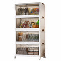 4 Tier Folding Storage Boxes with Doors & Wheels Plastic Storage Containers Foldable Organization
