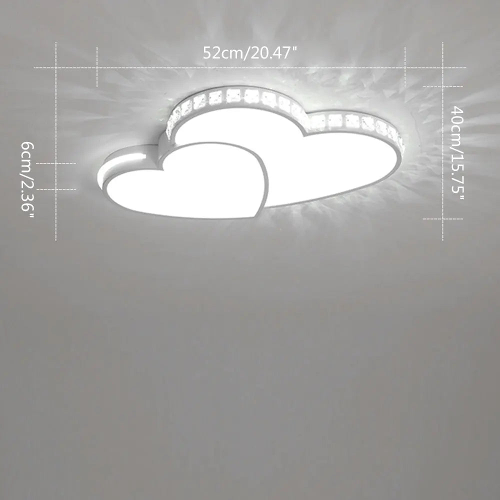 Modern Heart Shaped Ceiling Lights Crystal LED Flush Mount Lamp