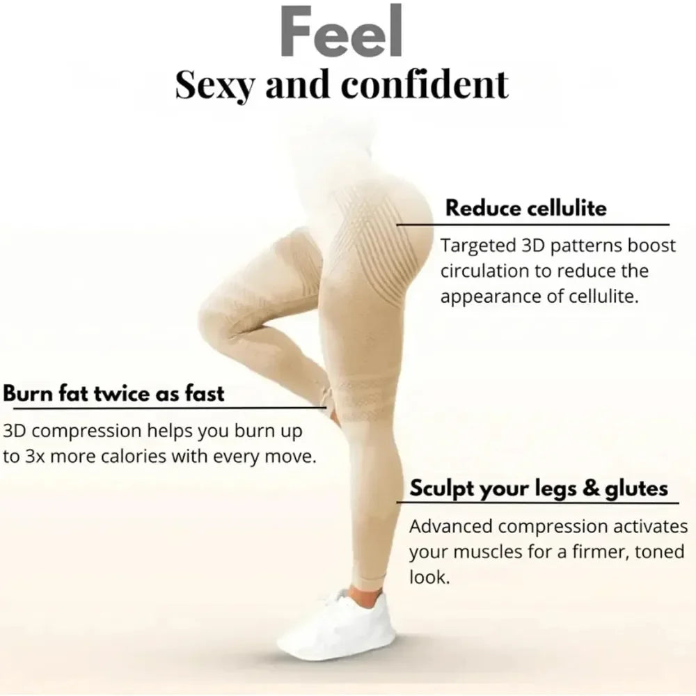 Cellulite 3D Leggings, High Waisted Butt Lifting Tummy Training Control, Anti Cellulite Leggings