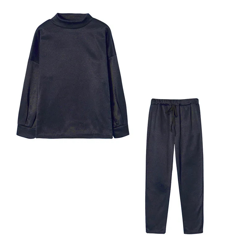 2Pcs Set Women Tracksuit Long Sleeve Pullover Warm Top Hoodie+Jogger Pants Solid Outfit Sport Suit Sets