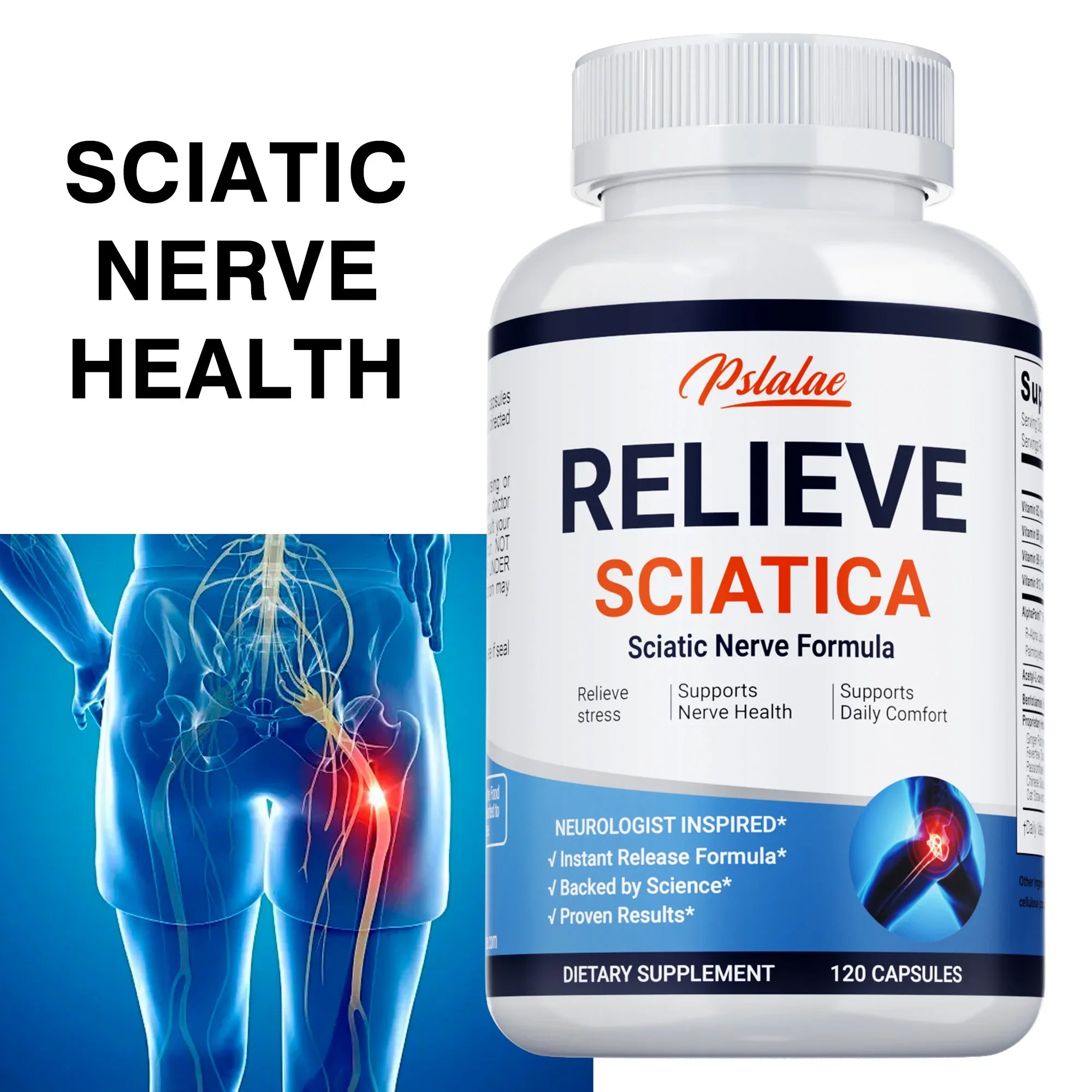 Relieve Sciatica Capsules - Reduce Joint Pai,Restore Mobility - 120 Capsules ﻿