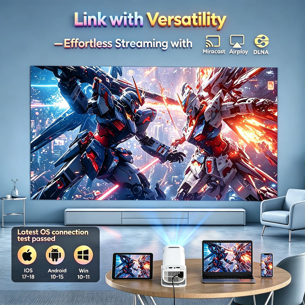 LED Projector with 12000 Lumen Brightness, WiFi 6 Bluetooth 5.0 Portable Home Theater System