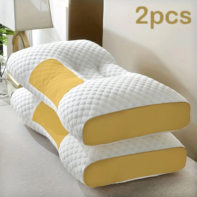 2pcs Massage Neck Pillows Adjustable Ergonomic Orthopedic Contour Support, High-Quality Pillow Core