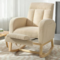Modern Nursery Rocking Chair, Teddy Upholstered Rocking Chair with Footrest, Comfortable Rocker Recliner