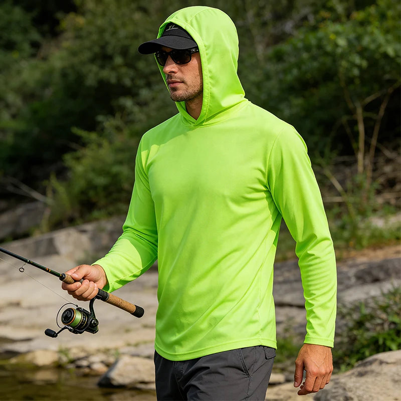 T-shirt Sports Long Sleeved Shirts Hooded Solid Color Breathable Casual Shirt Suitable for Running And Fitness