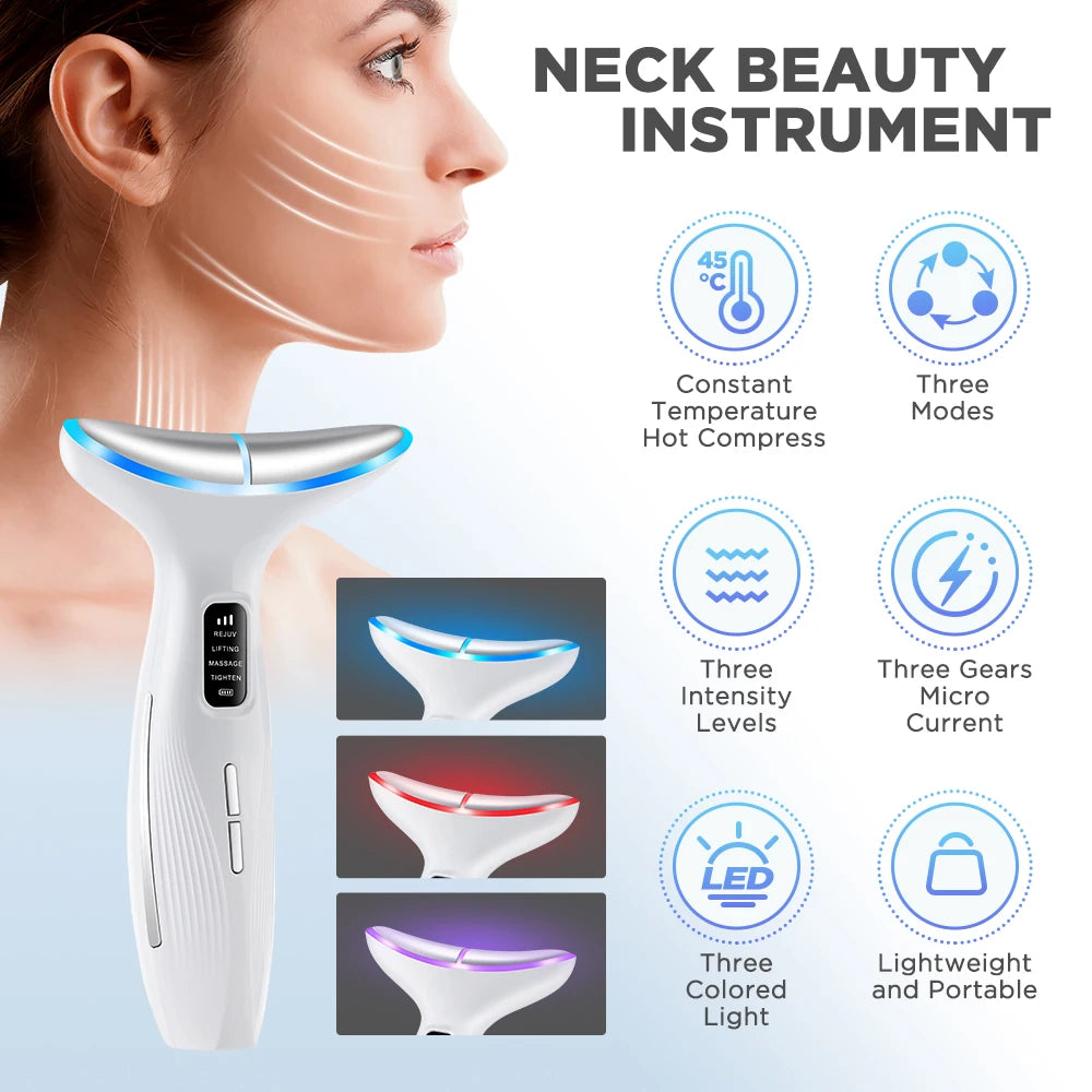 3 Massage Modes Microcurrent Neck Beauty Device Face Lifting Firming Massage