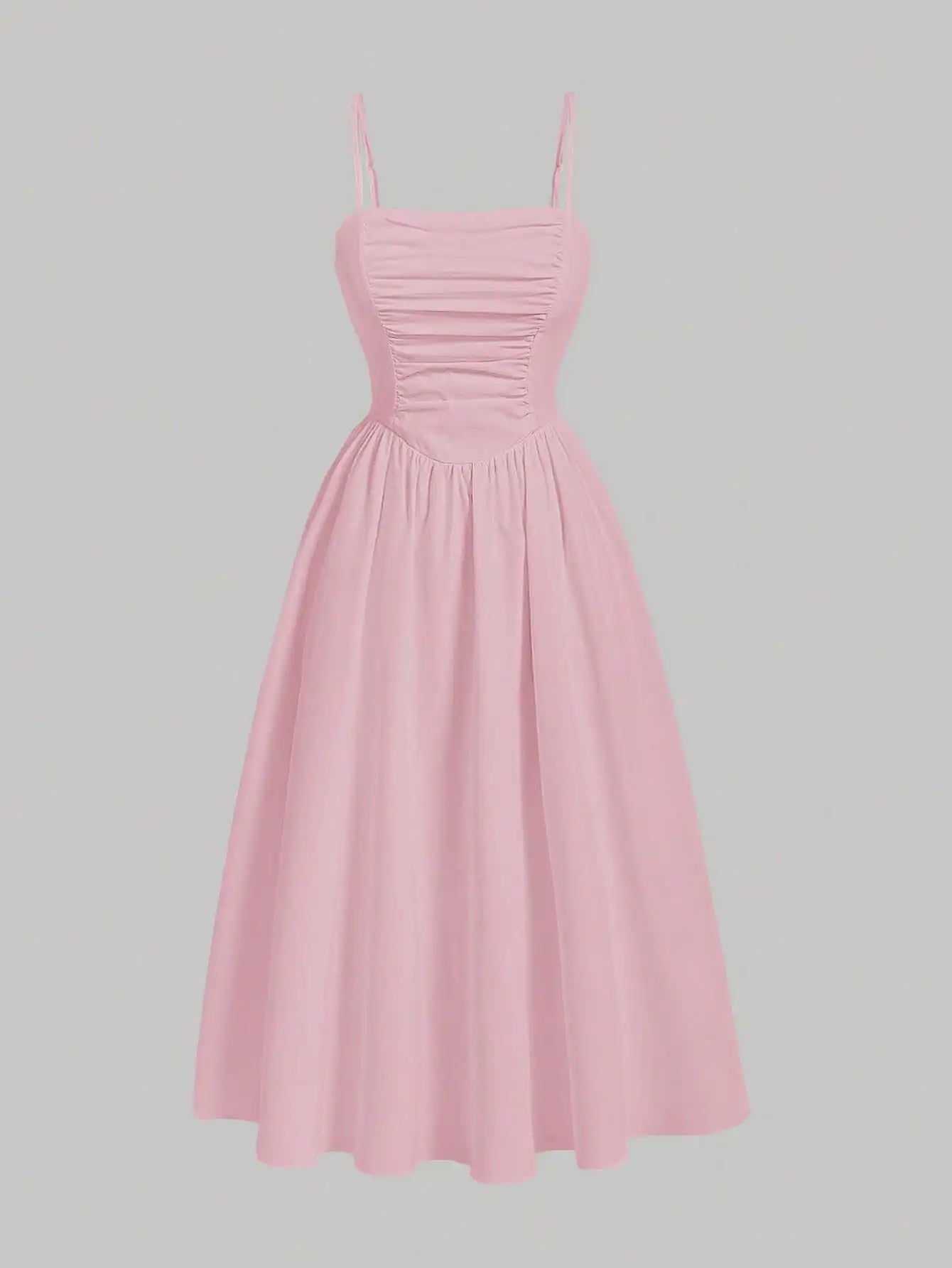 Elegant Floral Print Pleated Midi Slip Dress For Women Spring Summer