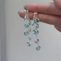 Luxury Elegant Blue Tassel Dangle Earrings Fashion Sweet Crystal Water Drop Jewelry  Gifts