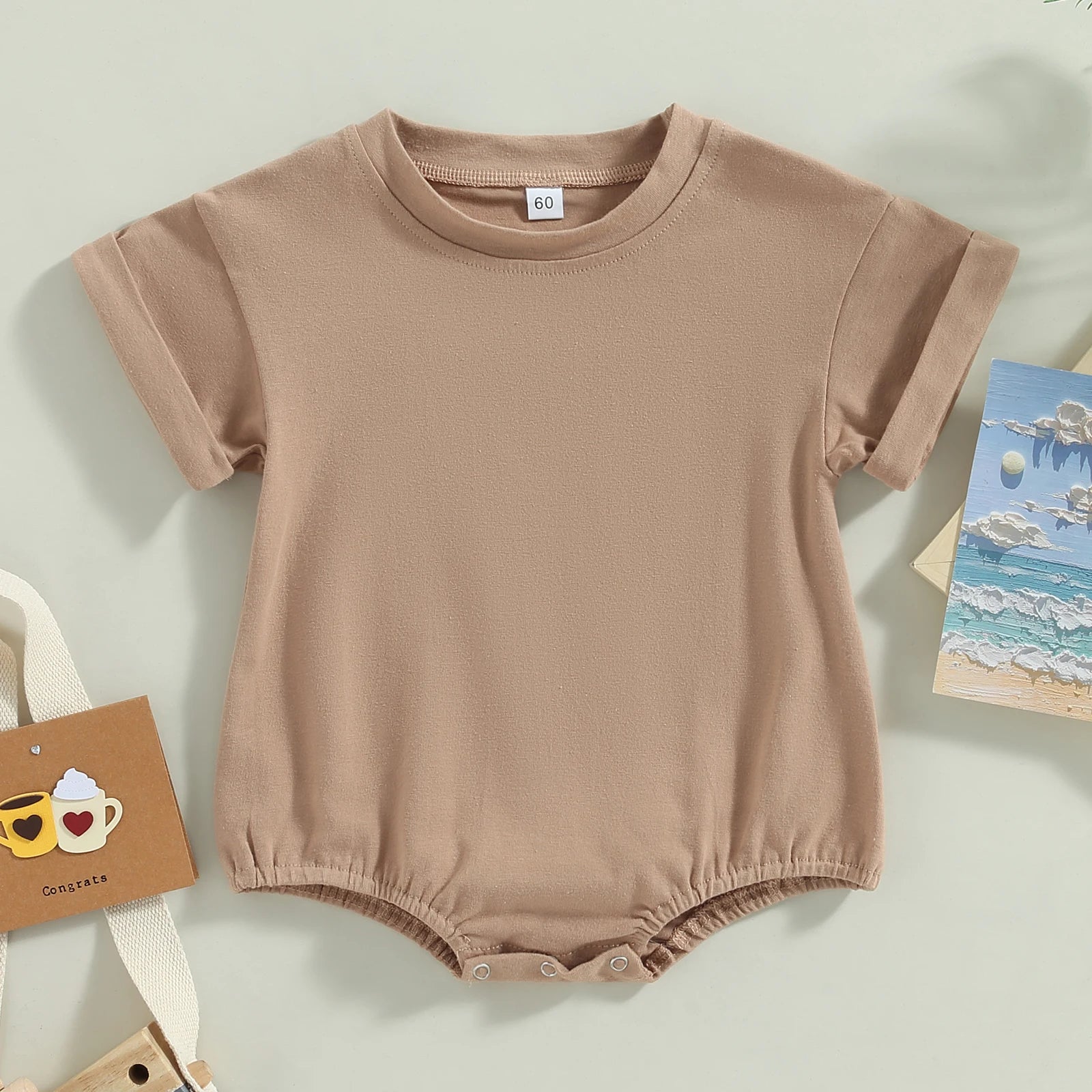 Boys Girls Bodysuit Short Sleeve Solid Color Jumpsuit Solid Casual Clothes