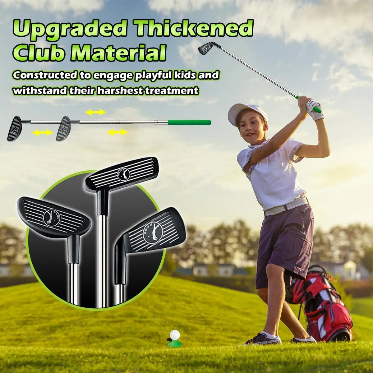 Kids Toy Golf Set Auto Returner Night Light Golf Balls Mat Toddler Mini Golf Game Indoor Outdoor