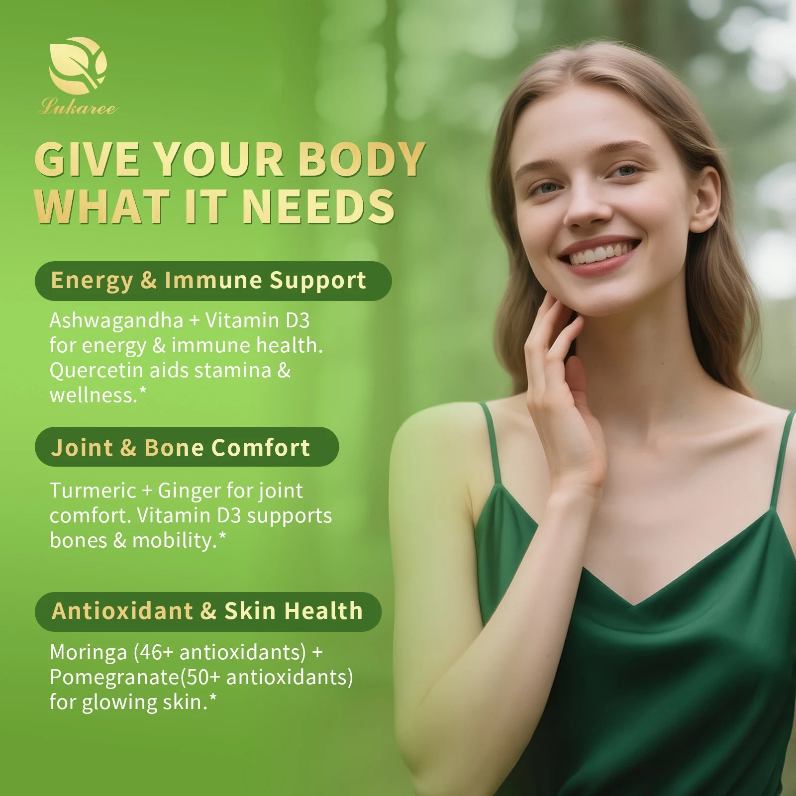 12-in-1 Organic Moringa Drops with Ashwagandha Turmeric Quercetin Vegan Non-GMO