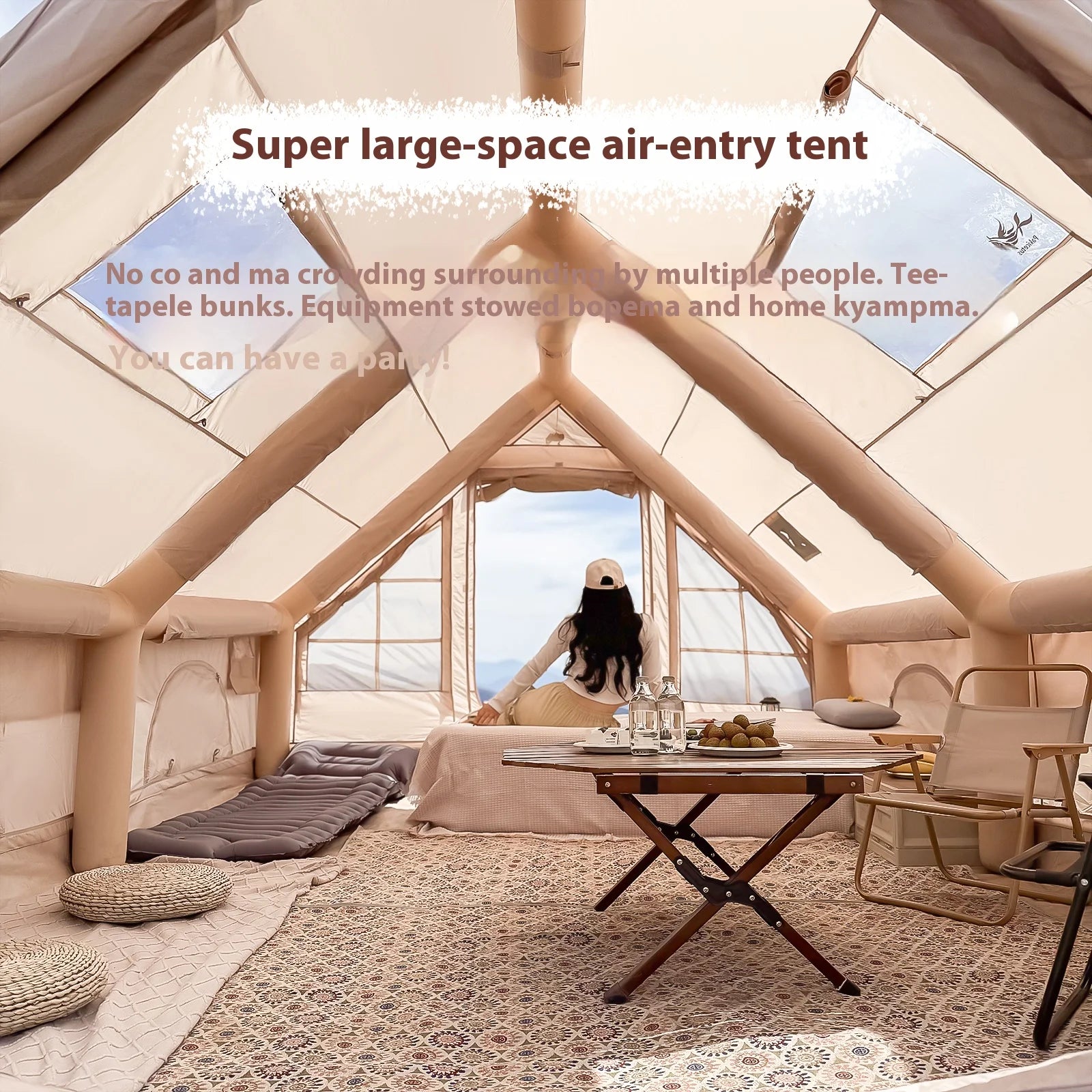 Inflatable Tents For Adult Camping, Luxury Camping Tents, Inflatable Tents With Stove Plug, 4/6/8 Person