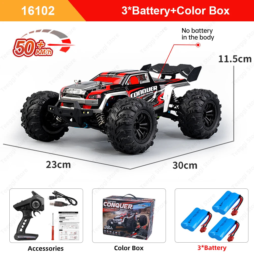 PRO 1:16 High Speed RC Car With LED Light Drift 70KM/H 4WD RC Off-Road Car Monster Truck