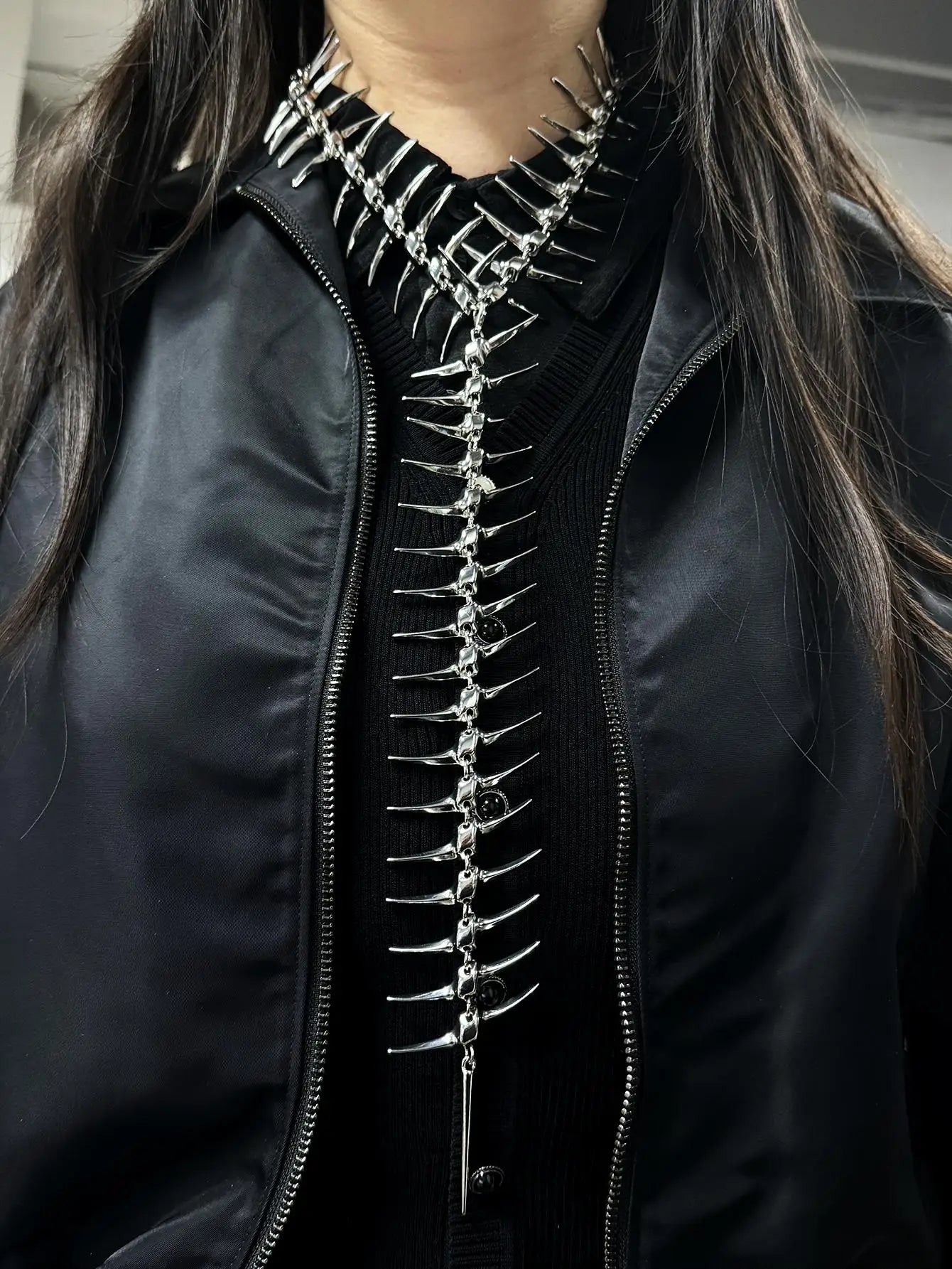 Edgy Niche Hip-Hop Thorn Skeleton Alloy Women's Necklace Perfect for Holiday Parties Everyday Wear Street
